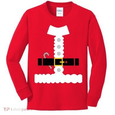 Santa Claus Candy Cane Costume Suit Kids Long Sleeve Shirt