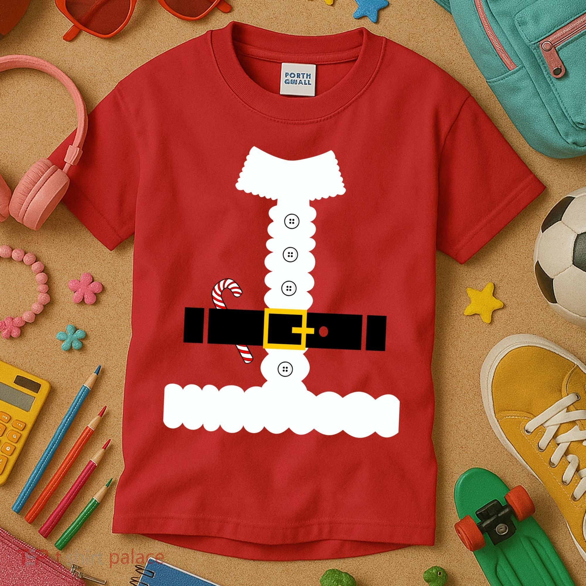 Santa Claus Candy Cane Costume Suit Kids T-Shirt