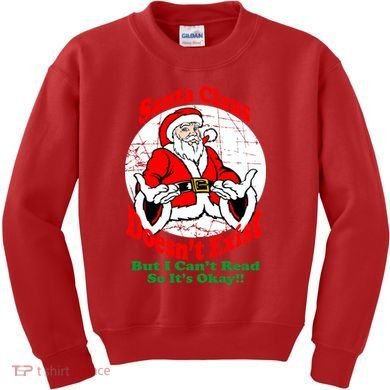 Santa Claus Doesn't Exist But I cant Read Kids Sweatshirt