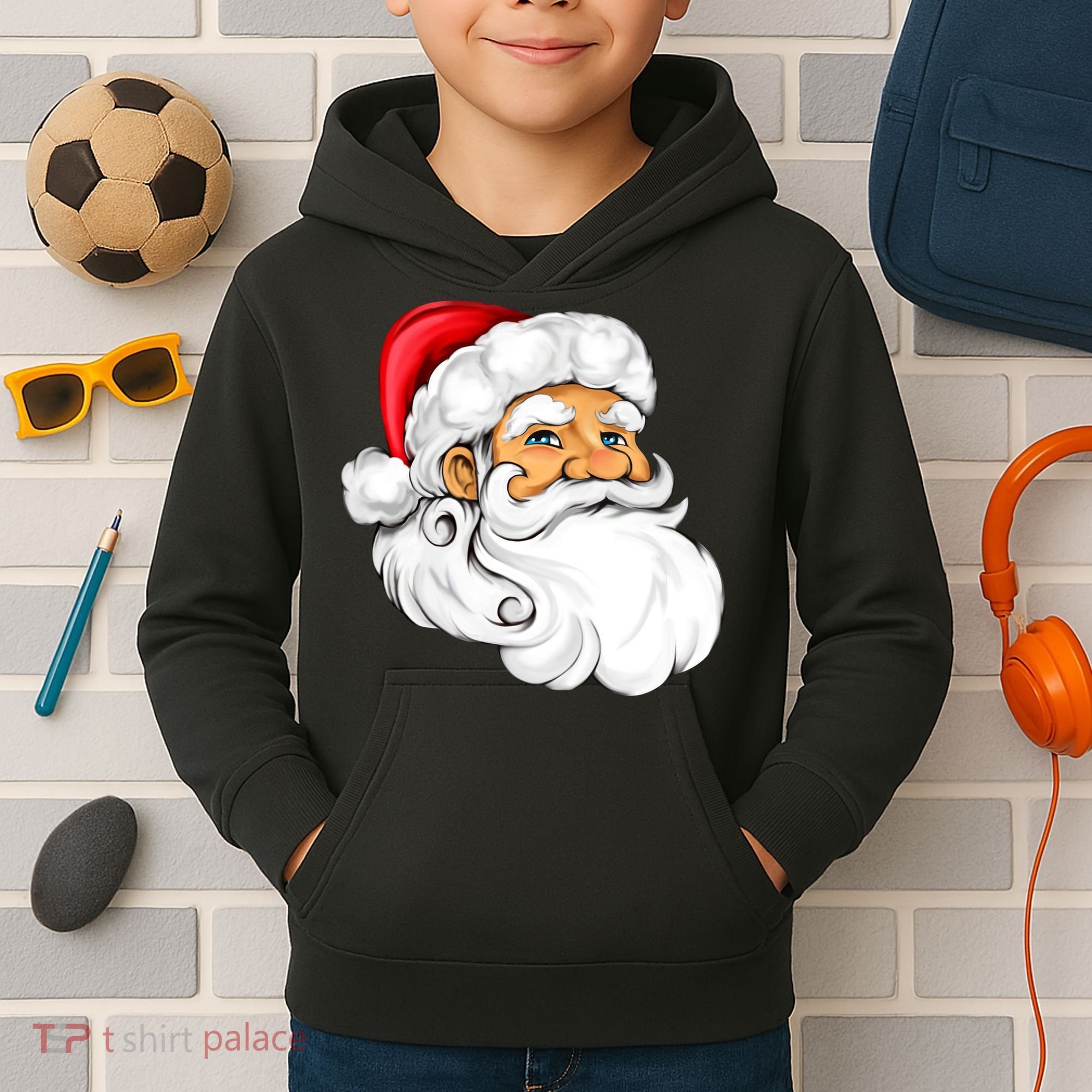 Santa Claus Head Kids Hoodie