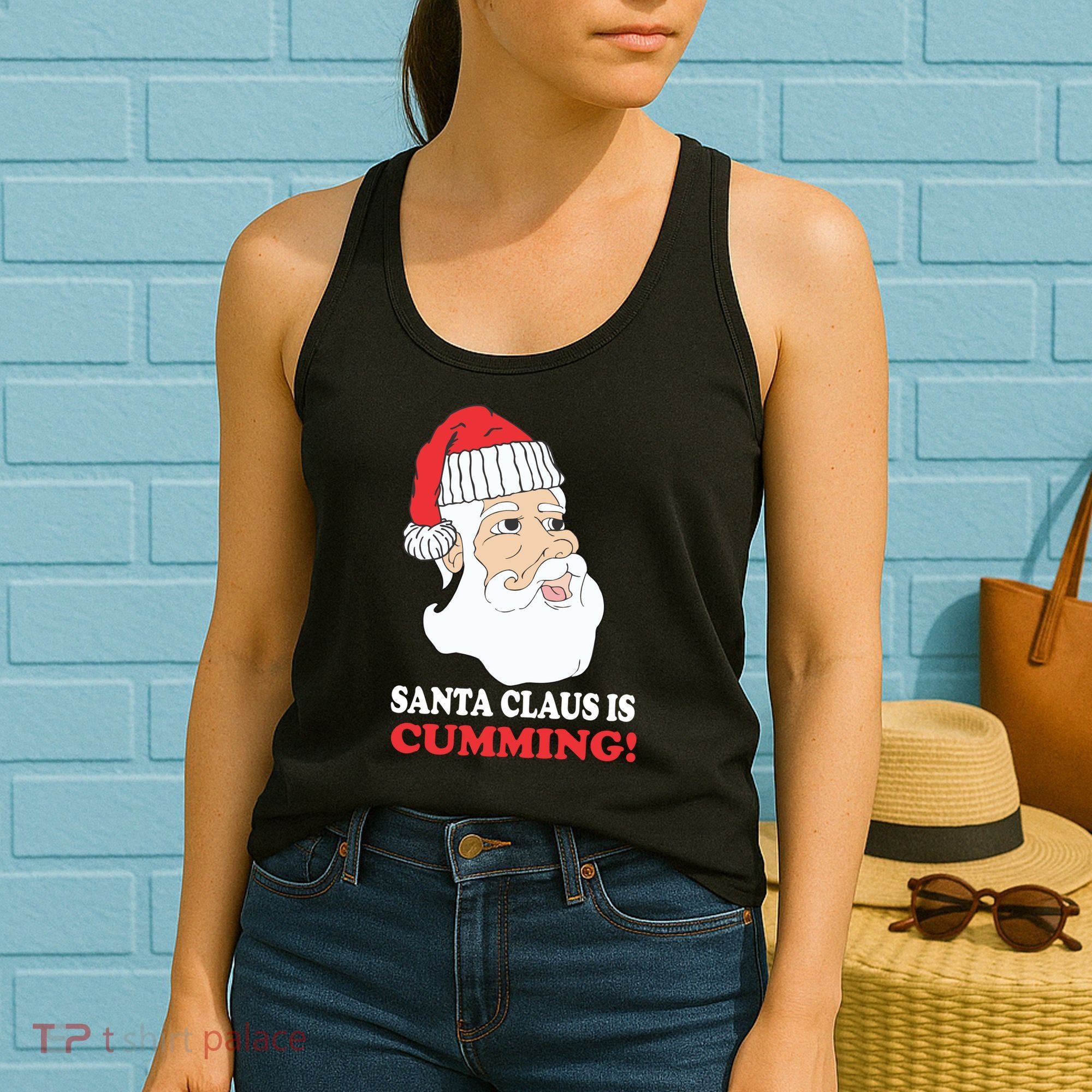 Santa Claus Is Cumming Dirty Humor Women's Tank Top
