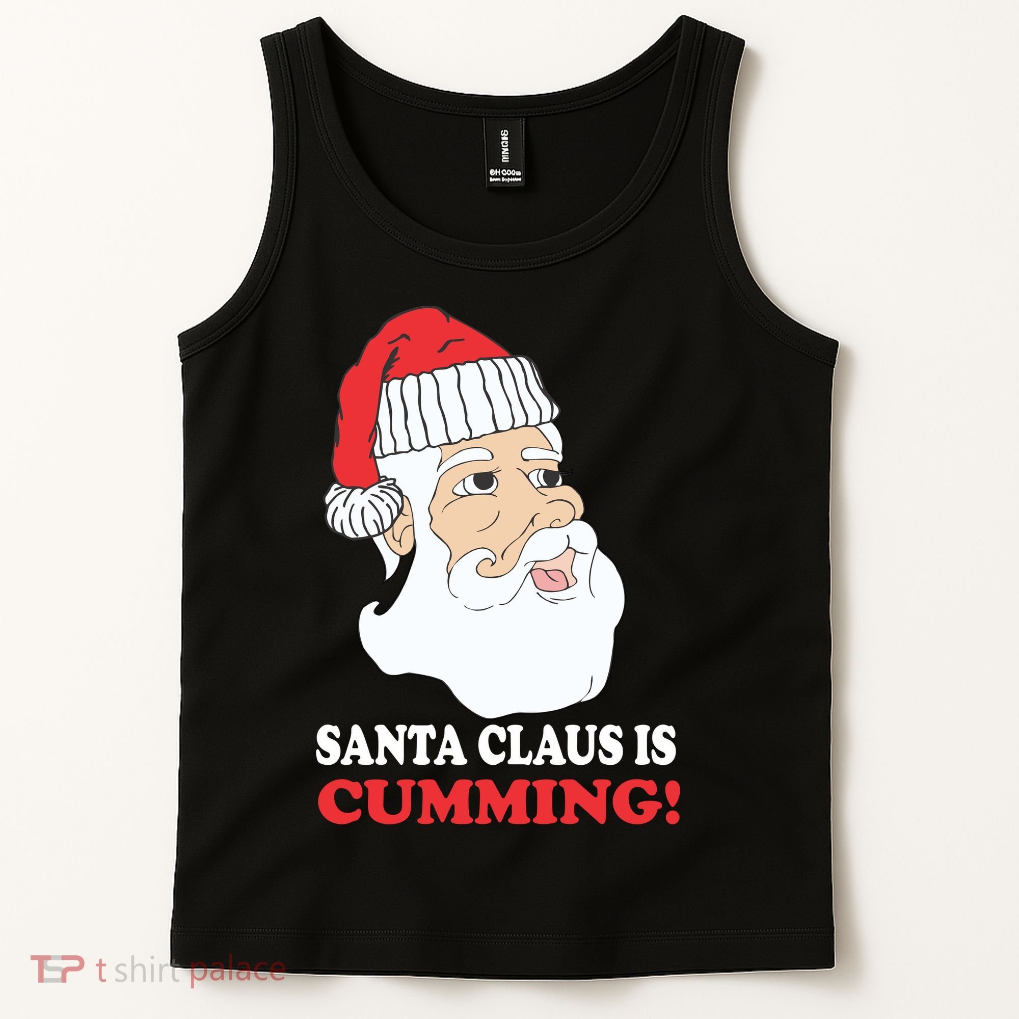 Santa Claus Is Cumming Dirty Humor Tank Top