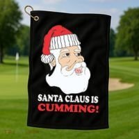 Santa Claus Is Cumming Dirty Humor Golf Towel thumb 1