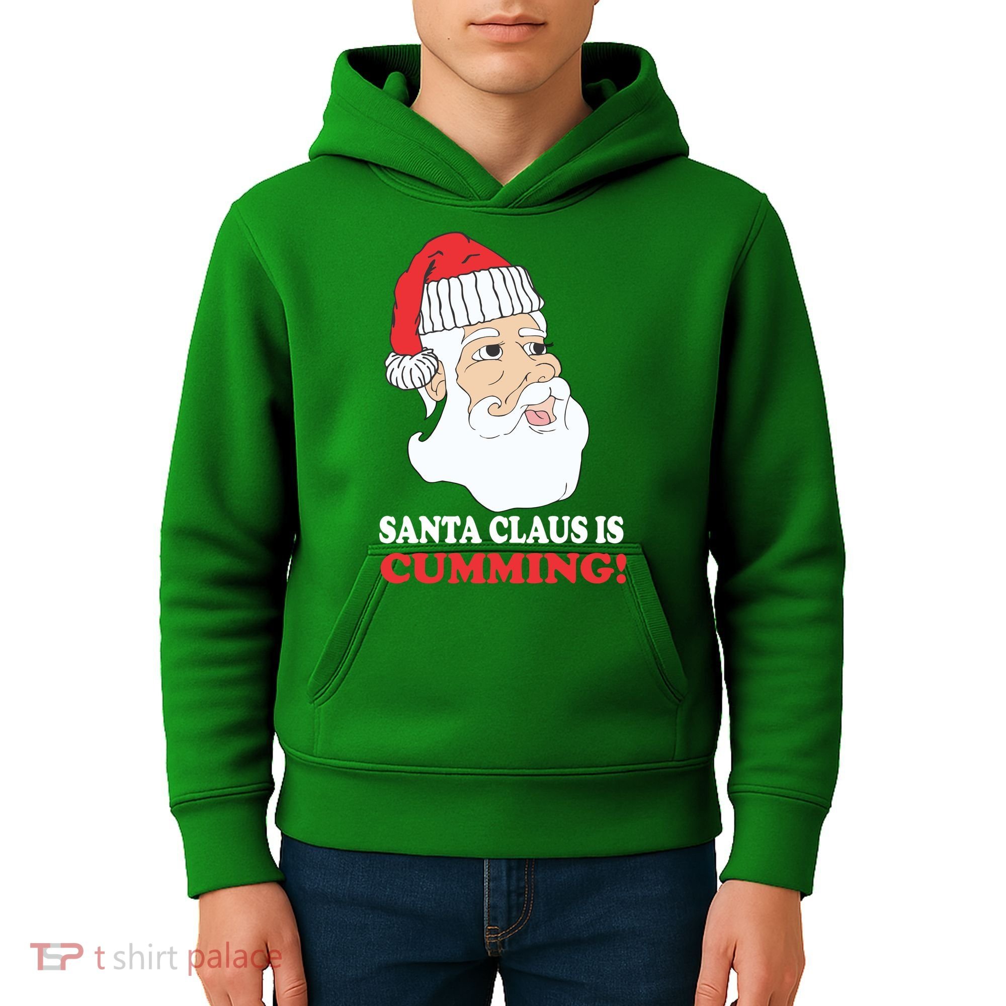 Santa Claus Is Cumming Dirty Humor Kids Hoodie