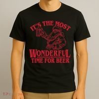 Santa Claus It's The Most Wonderful Time For A Beer Christmas T-Shirt thumb 3