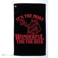 Santa Claus It's The Most Wonderful Time For A Beer Christmas Golf Towel thumb 0