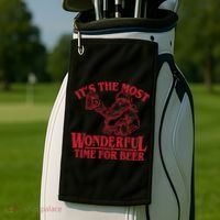 Santa Claus It's The Most Wonderful Time For A Beer Christmas Golf Towel thumb 2