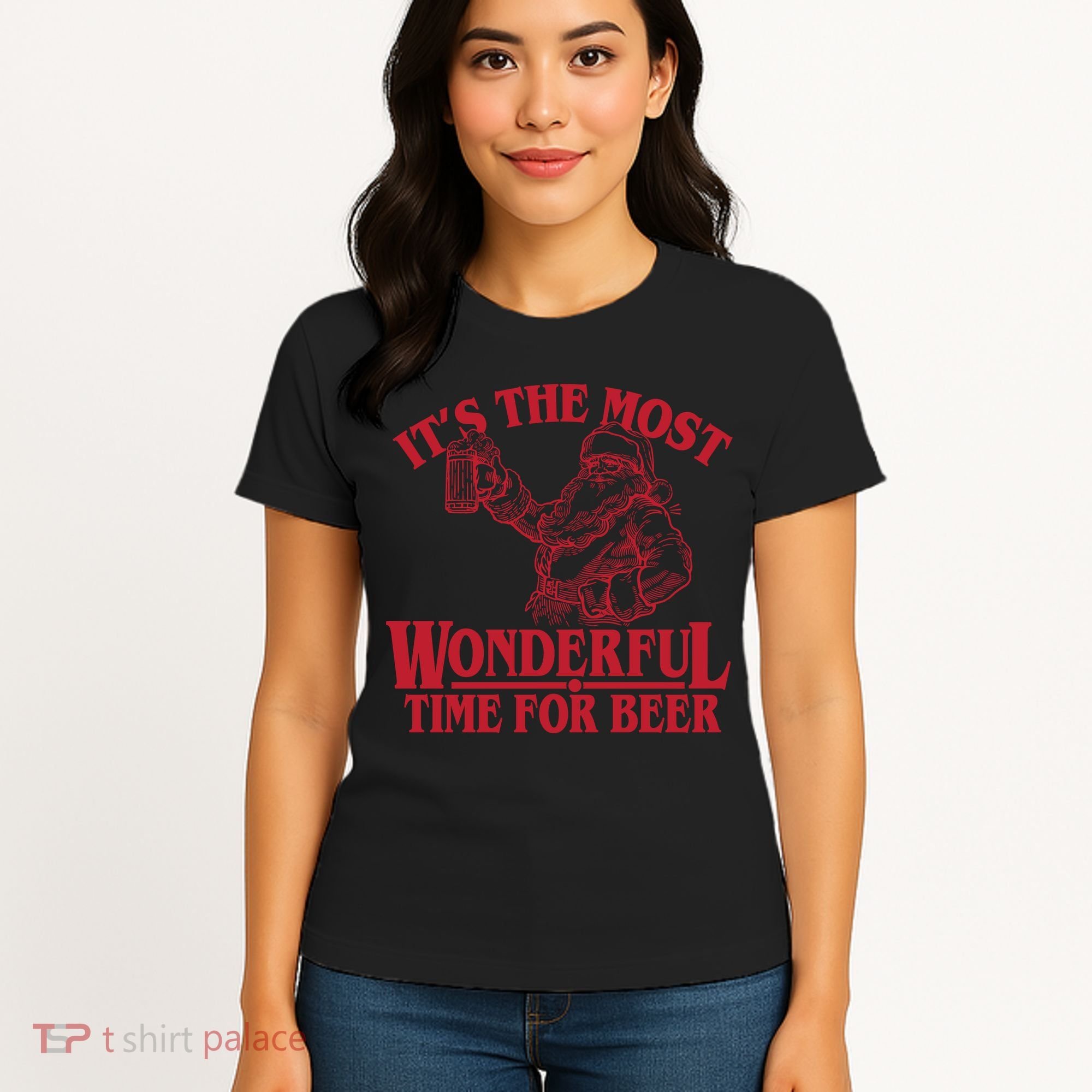 Santa Claus It's The Most Wonderful Time For A Beer Christmas Women's T-Shirt