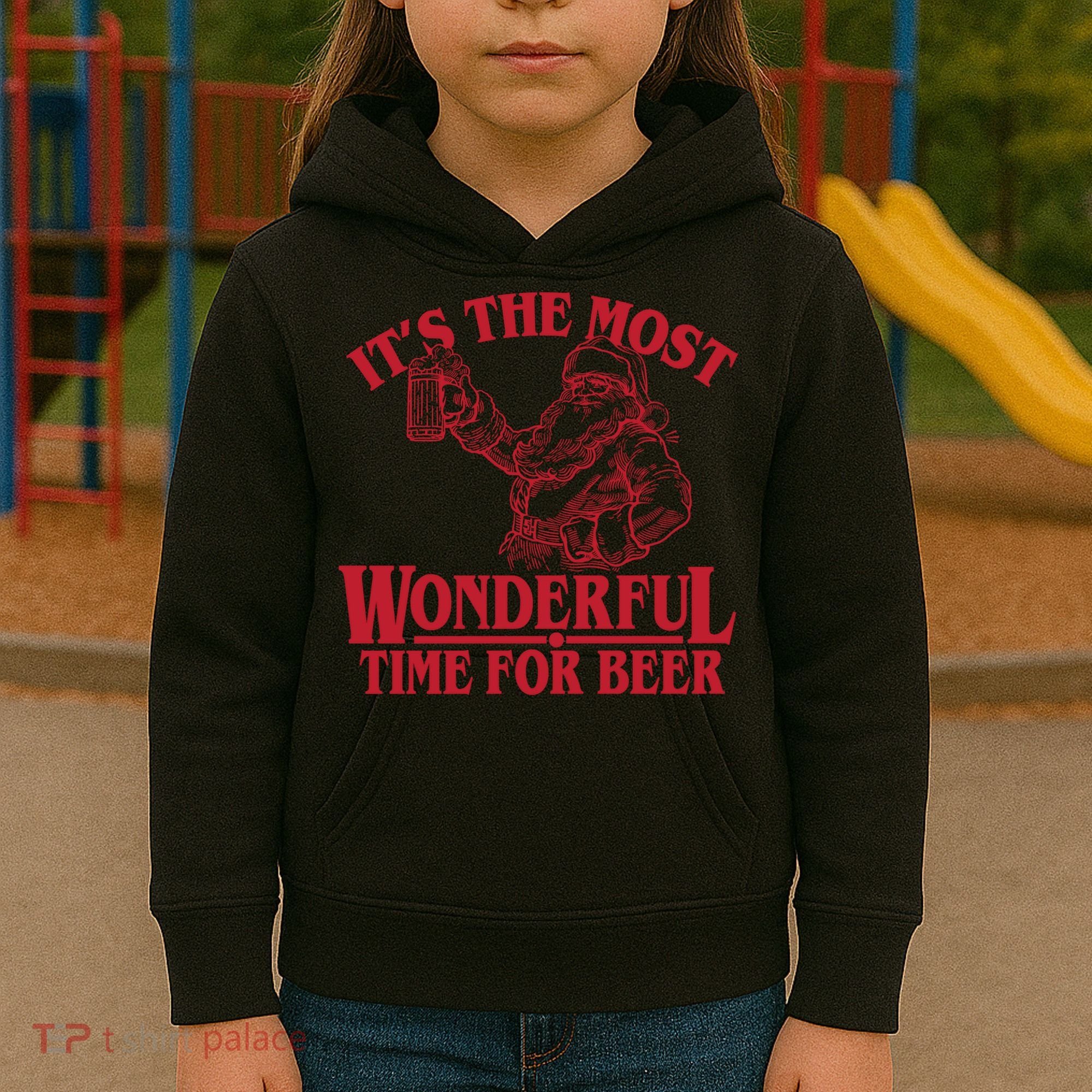 Santa Claus It's The Most Wonderful Time For A Beer Christmas Kids Hoodie