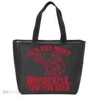 Santa Claus It's The Most Wonderful Time For A Beer Christmas Tote Bag thumb 0