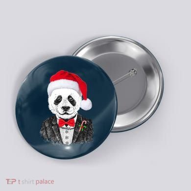 Santa Claus Panda Bear Button