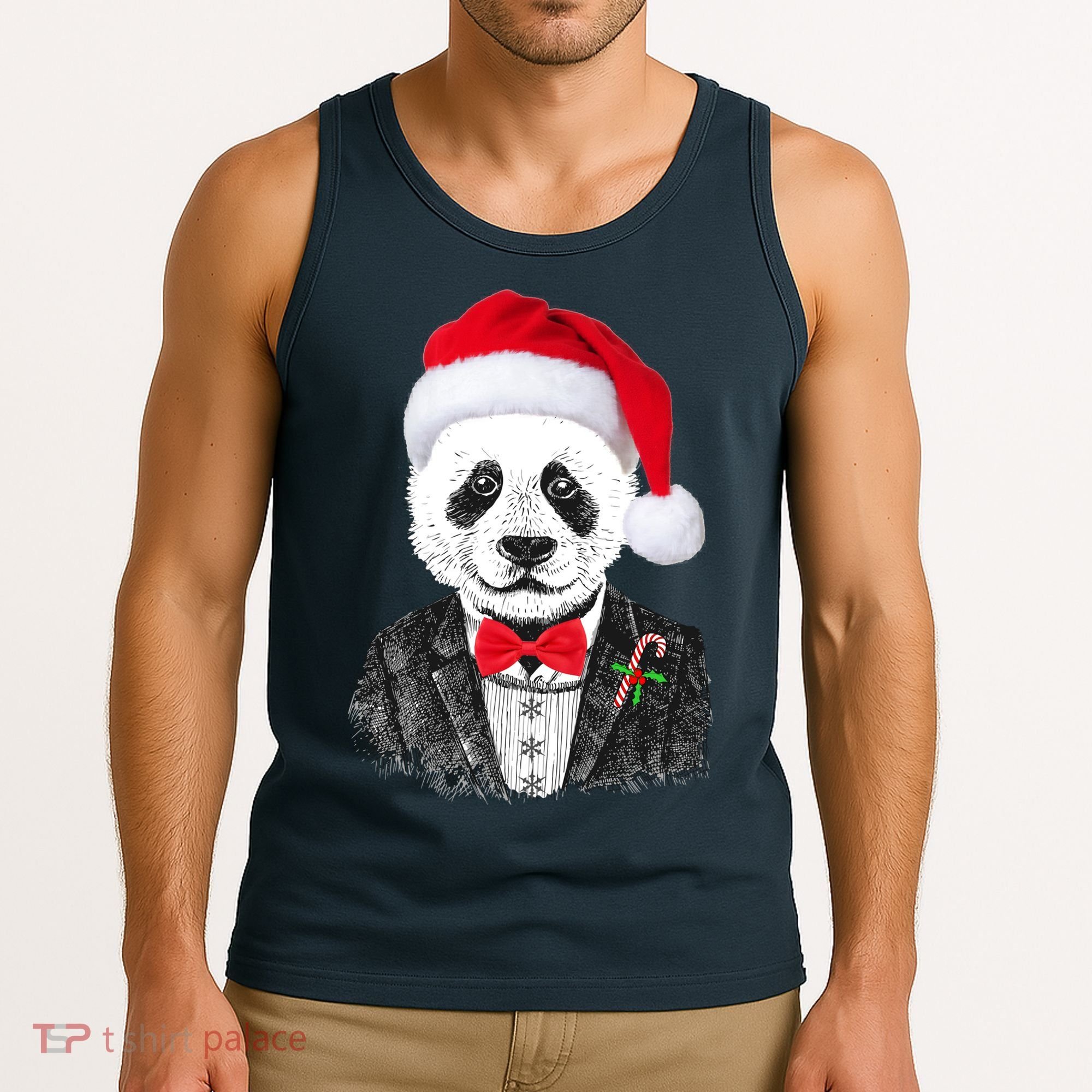 Santa Claus Panda Bear Tank Top