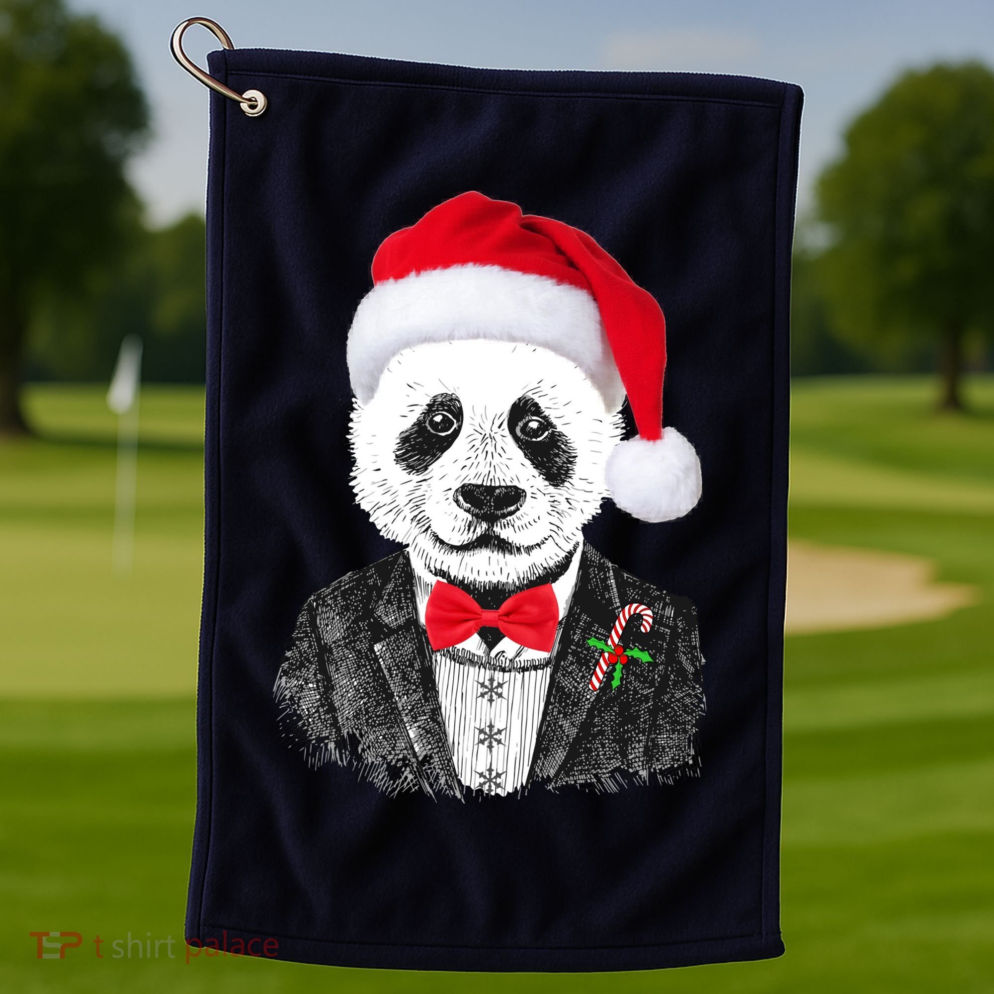 Santa Claus Panda Bear Golf Towel