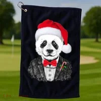 Santa Claus Panda Bear Golf Towel thumb 1