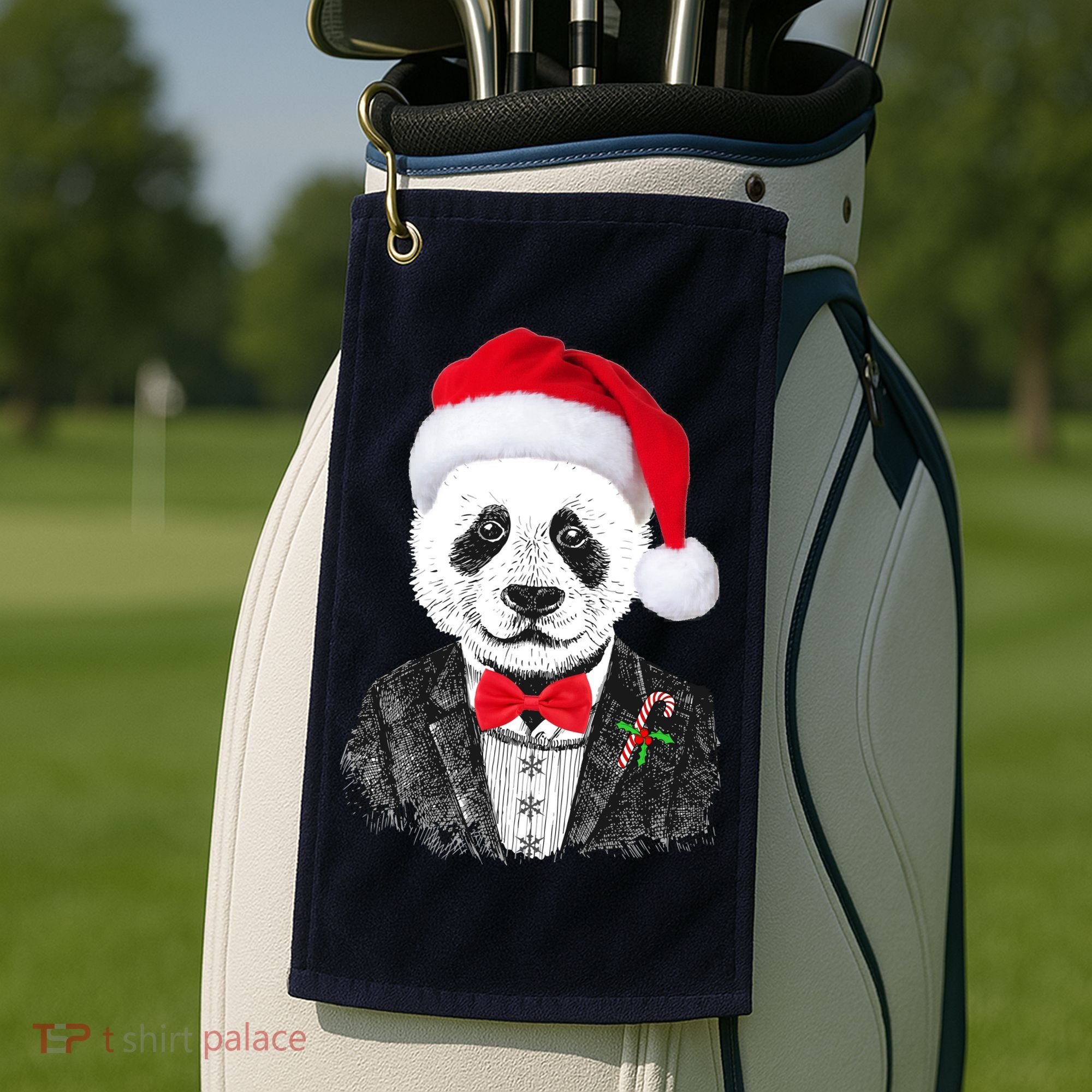 Santa Claus Panda Bear Golf Towel