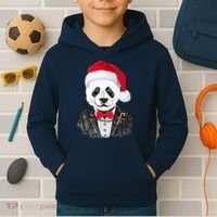 Santa Claus Panda Bear Kids Hoodie thumb 2