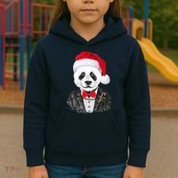 Santa Claus Panda Bear Kids Hoodie thumb 3
