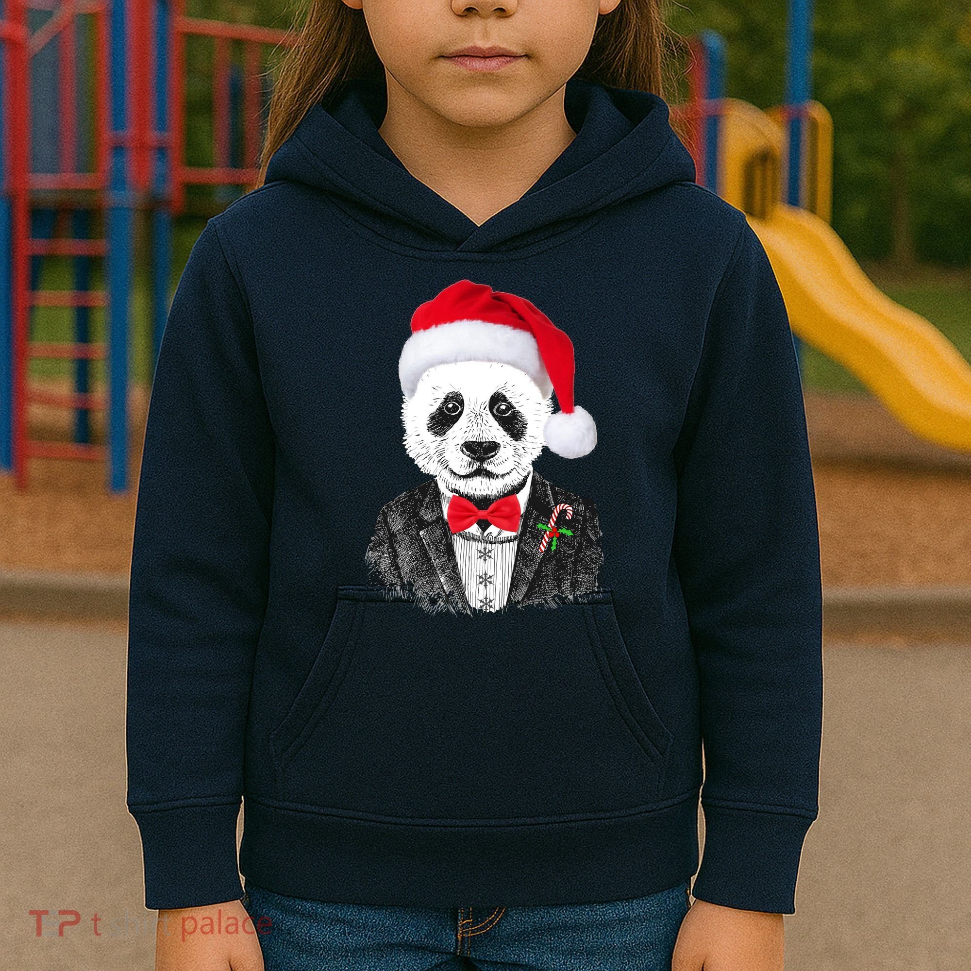 Santa Claus Panda Bear Kids Hoodie