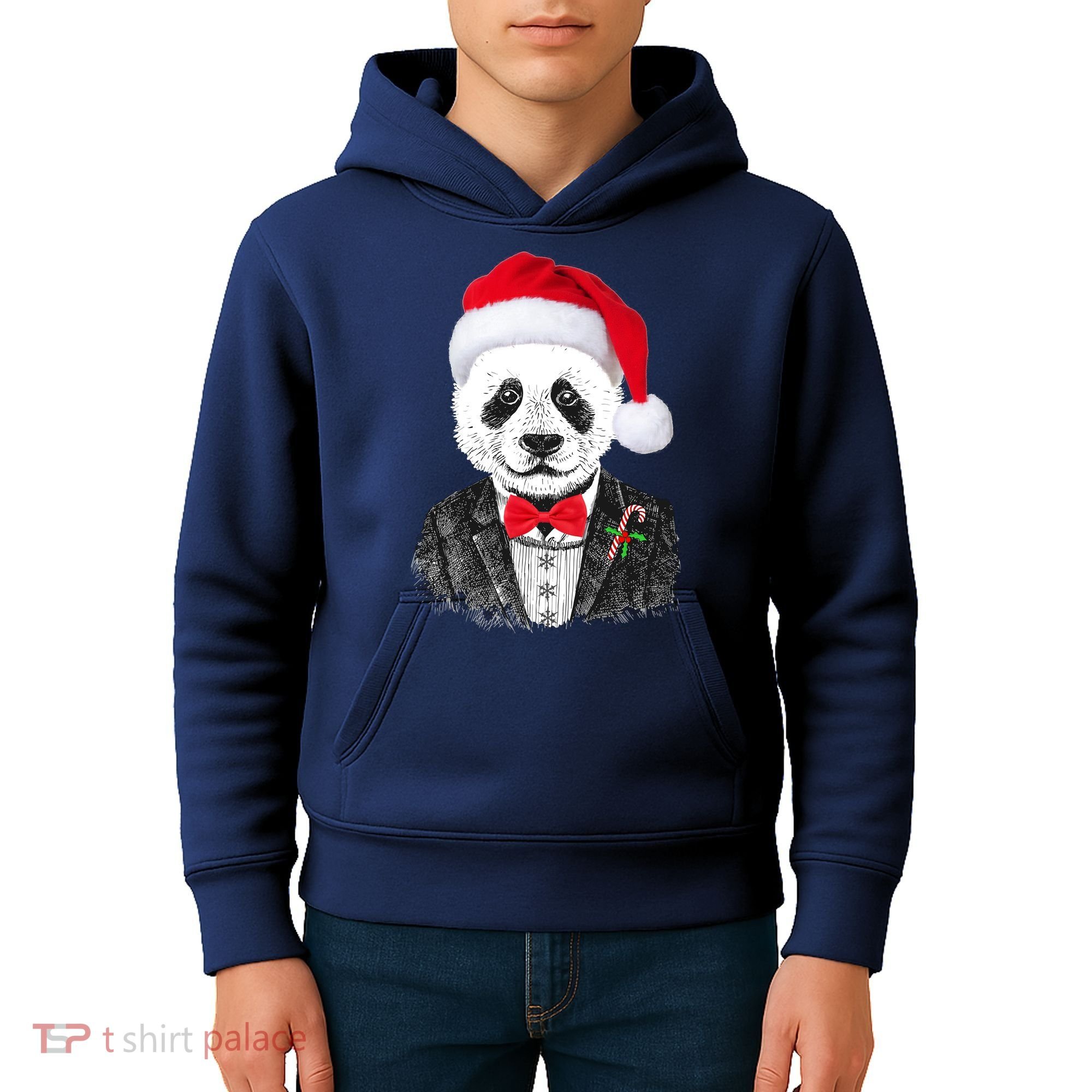 Santa Claus Panda Bear Kids Hoodie