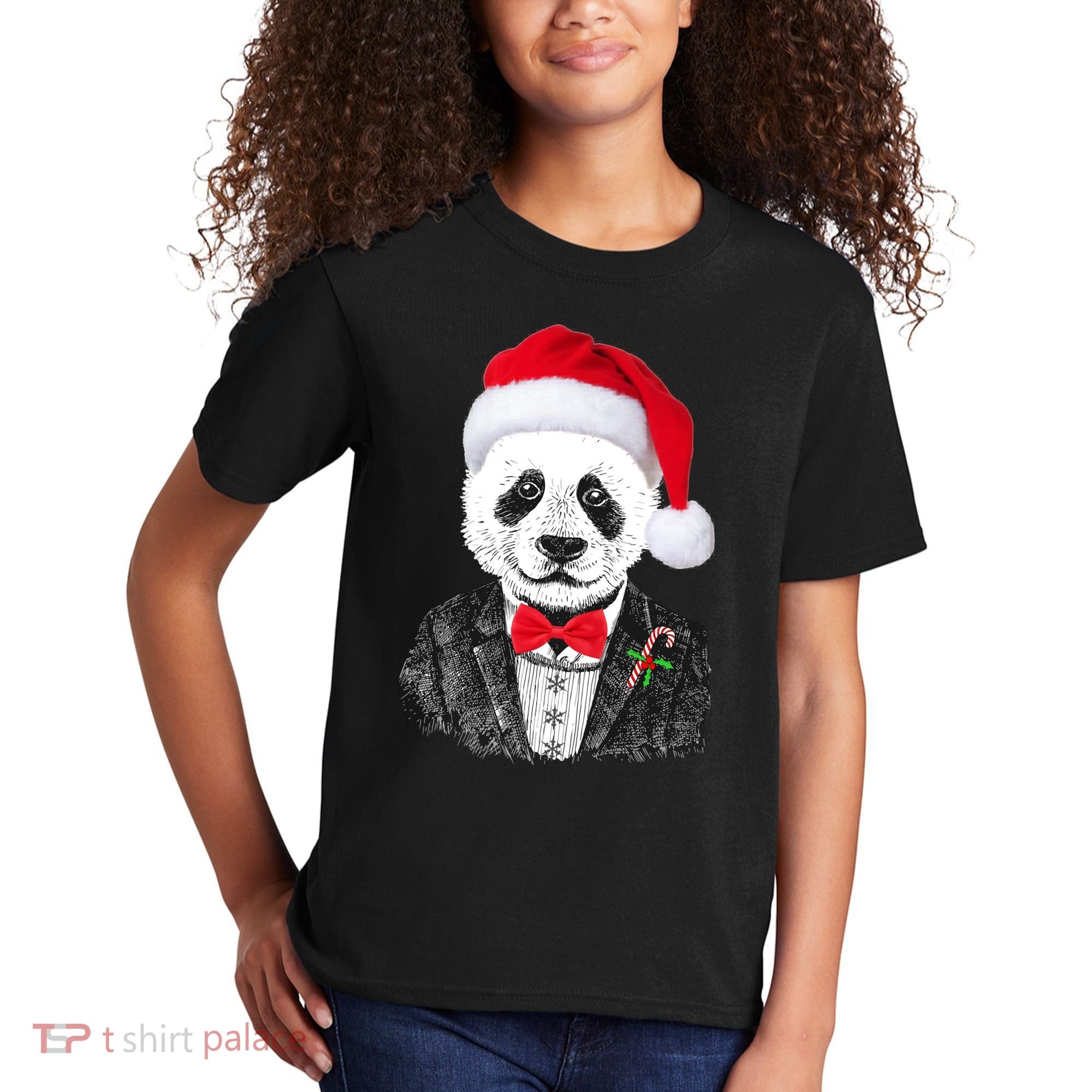 Santa Claus Panda Bear Kids T-Shirt