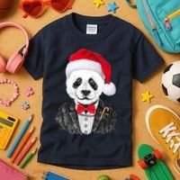 Santa Claus Panda Bear Kids T-Shirt thumb 3