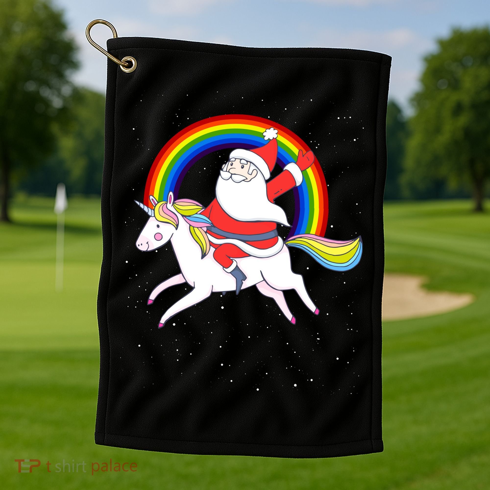 Santa Claus Unicorn Christmas Magic Golf Towel