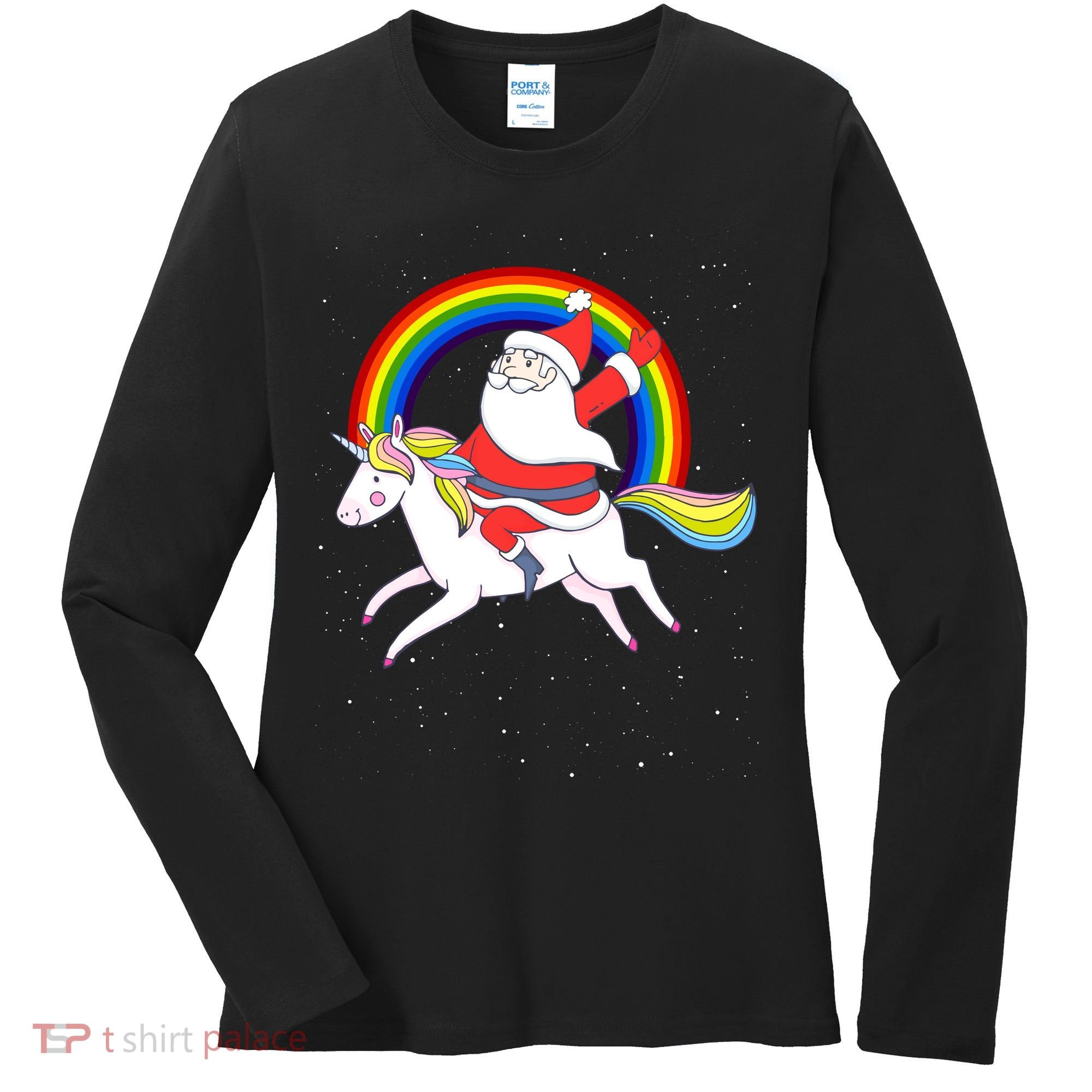 Santa Claus Unicorn Christmas Magic Women's Long Sleeve Shirt
