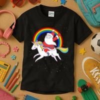 Santa Claus Unicorn Christmas Magic Kids T-Shirt thumb 3