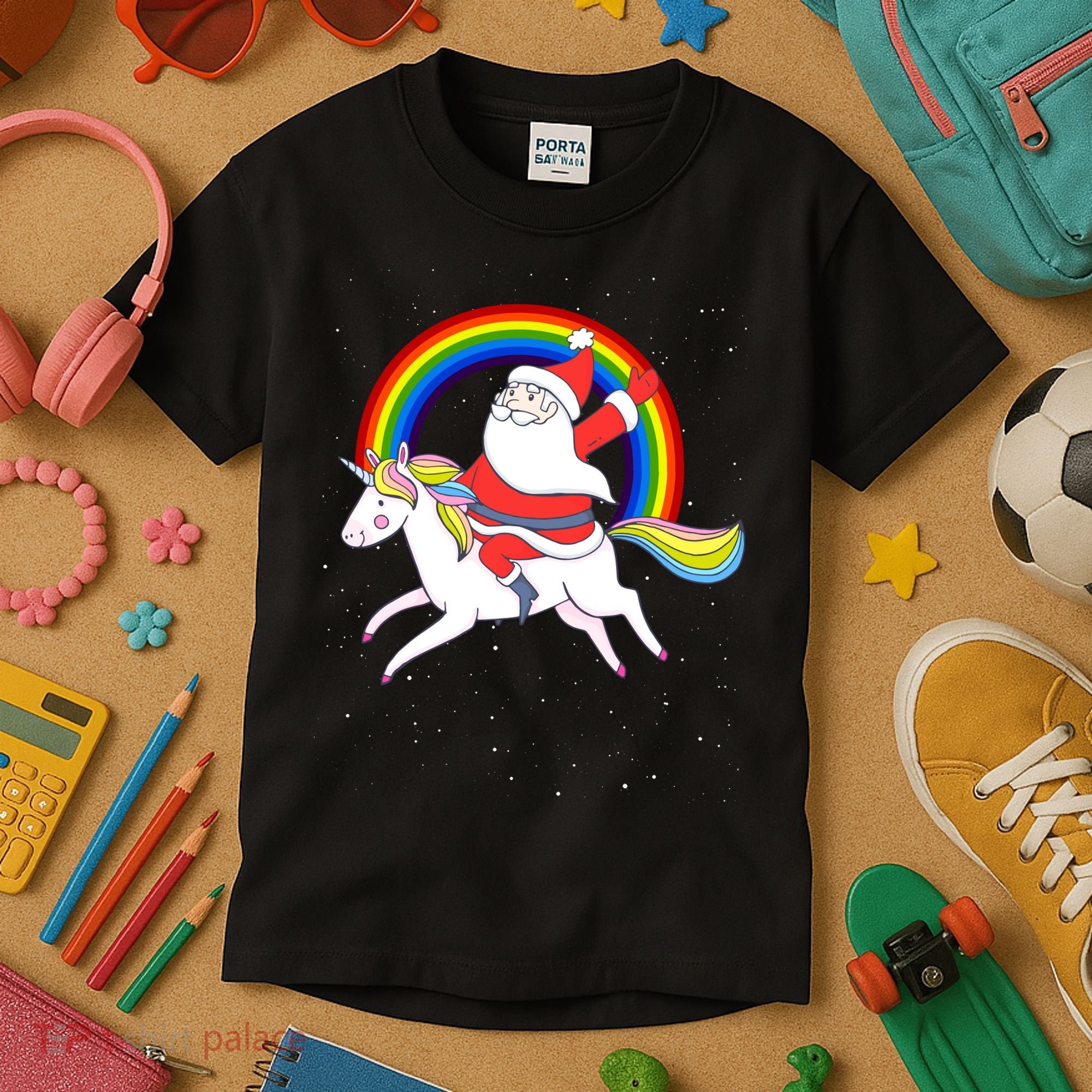 Santa Claus Unicorn Christmas Magic Kids T-Shirt