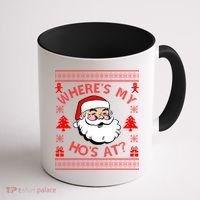 Santa Claus Where's My Ho's At? Funny Ugly Christmas Coffee Mug thumb 1