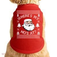 Santa Claus Where's My Ho's At? Funny Ugly Christmas Doggie Tank thumb 0
