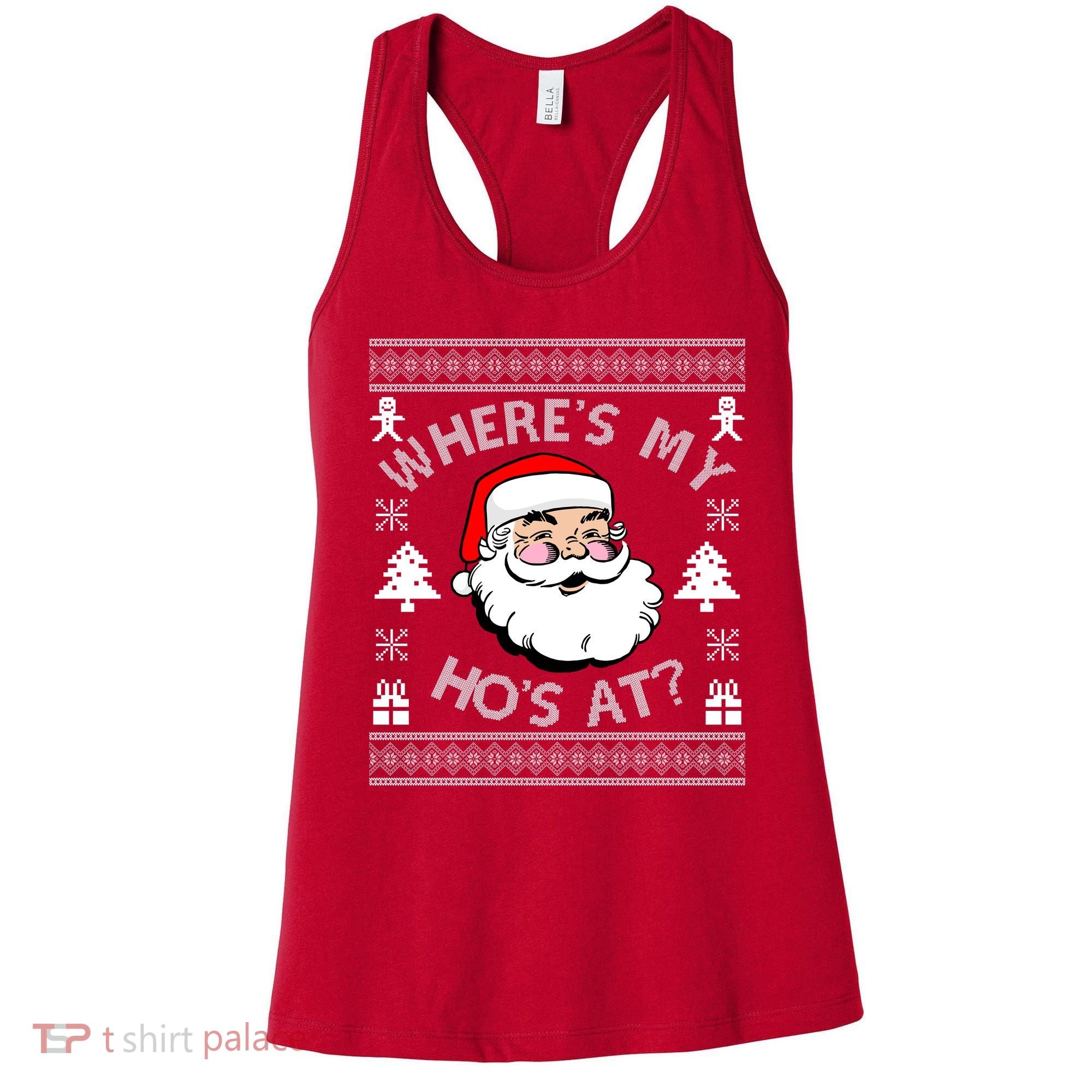 Santa Claus Where's My Ho's At? Funny Ugly Christmas Women's Tank Top