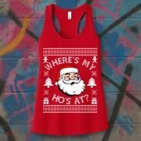 Santa Claus Where's My Ho's At? Funny Ugly Christmas Women's Tank Top thumb 3