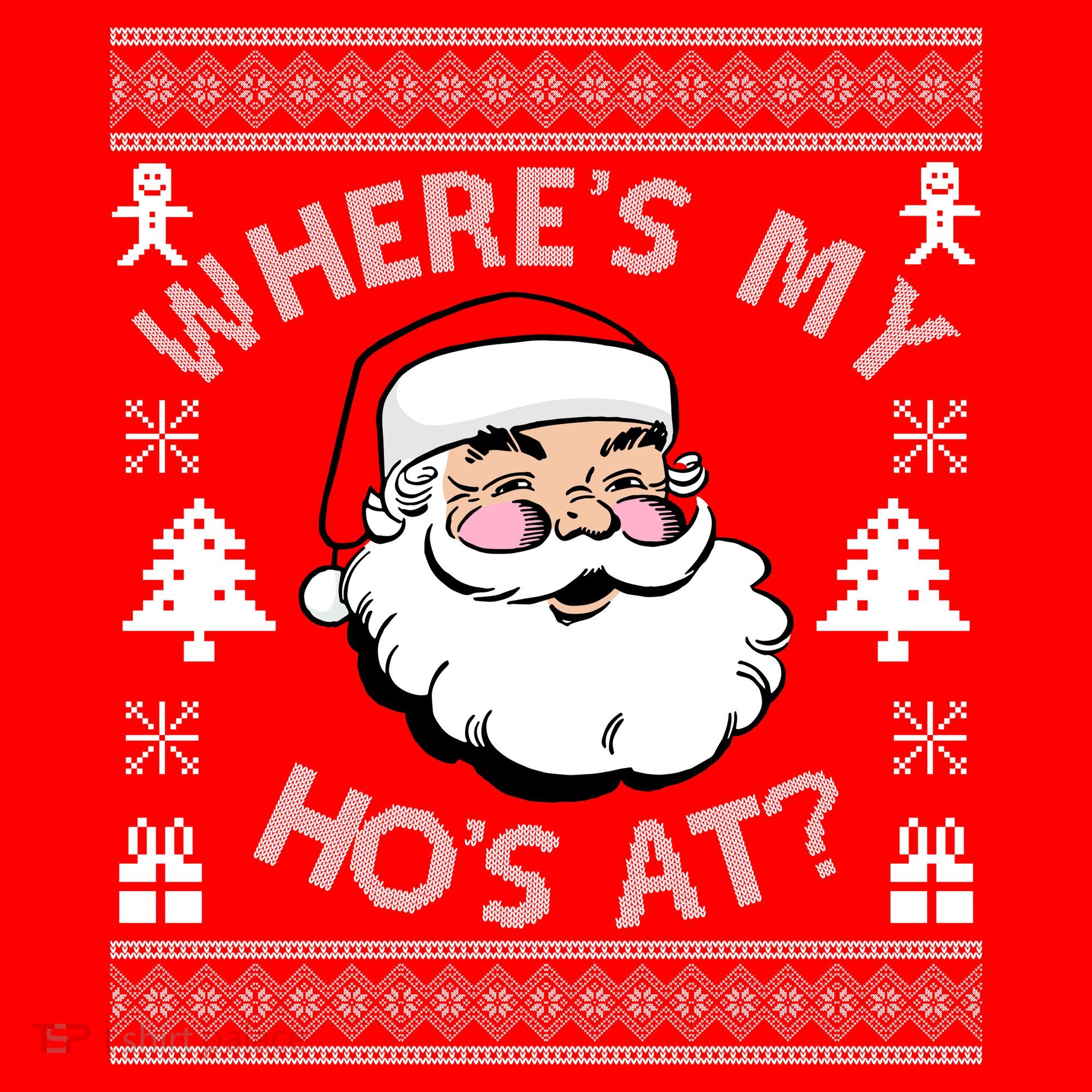 Santa Claus Where's My Ho's At? Funny Ugly Christmas Women's Tank Top