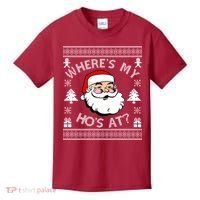 Santa Claus Where's My Ho's At? Funny Ugly Christmas Kids T-Shirt thumb 0