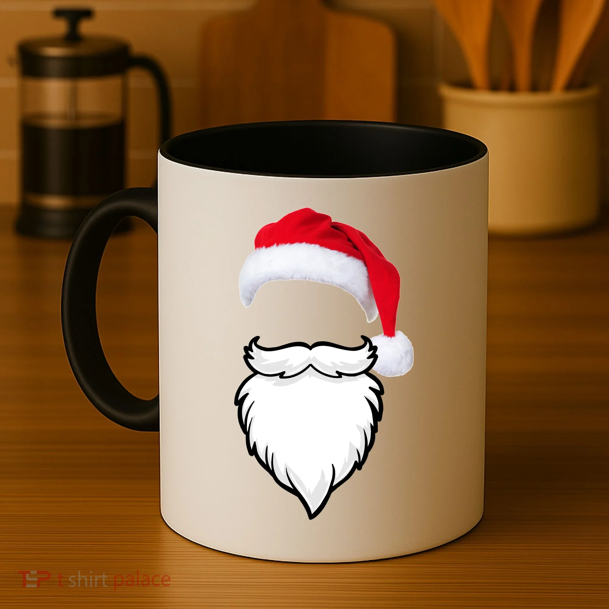 Santa Clause Mustache Beard Hat Coffee Mug