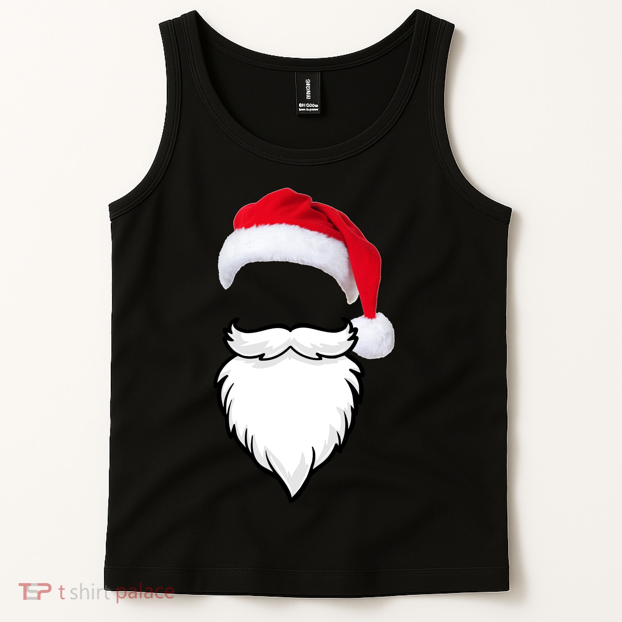 Santa Clause Mustache Beard Hat Tank Top