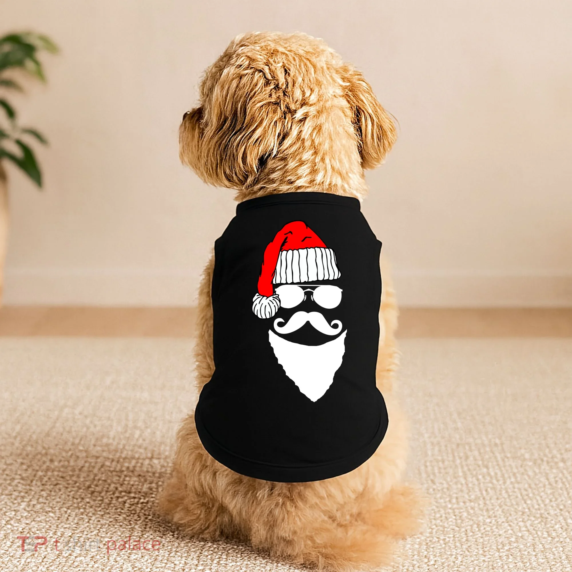Santa Clause Mustache Face Doggie Tank