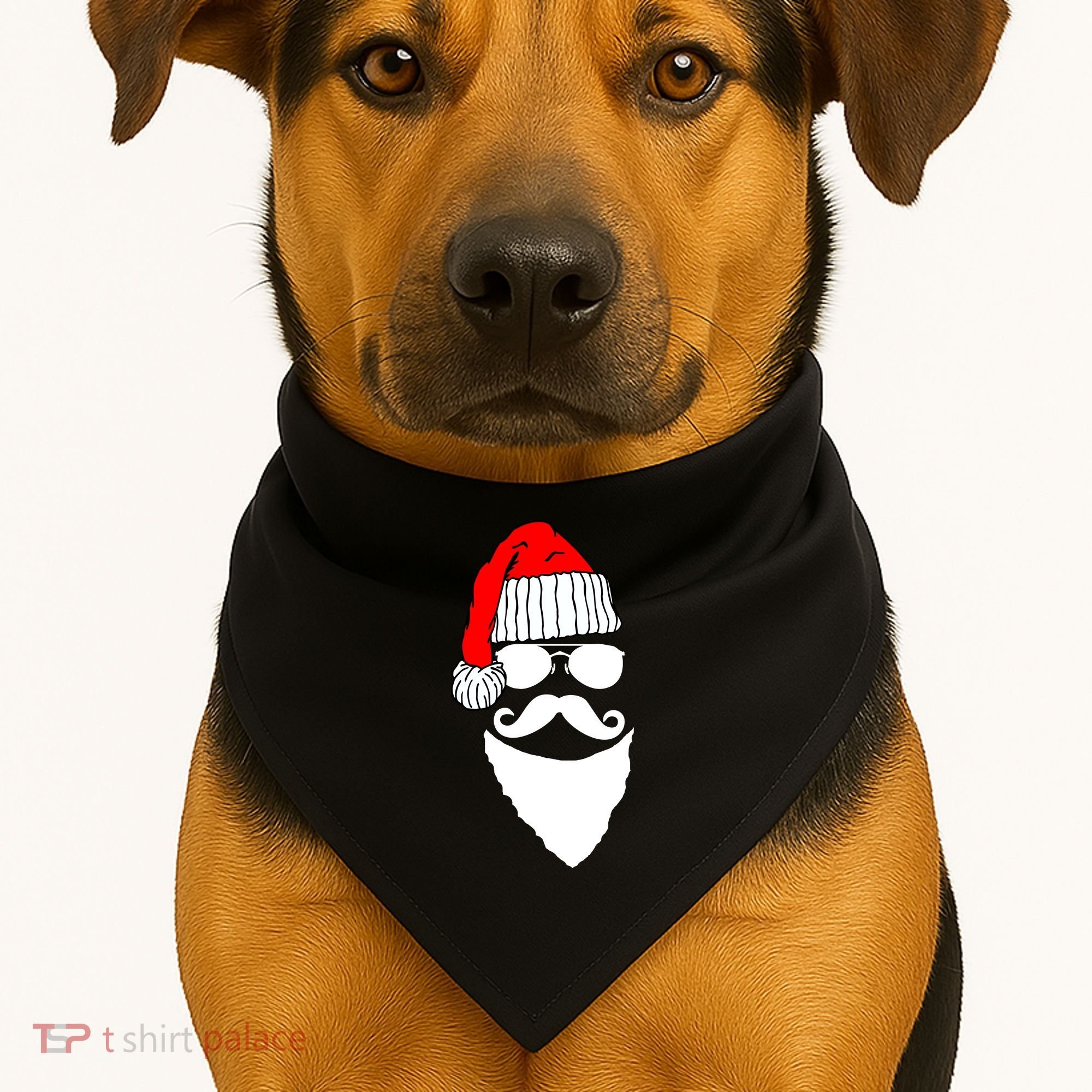 Santa Clause Mustache Face USA-Made Doggie Bandana