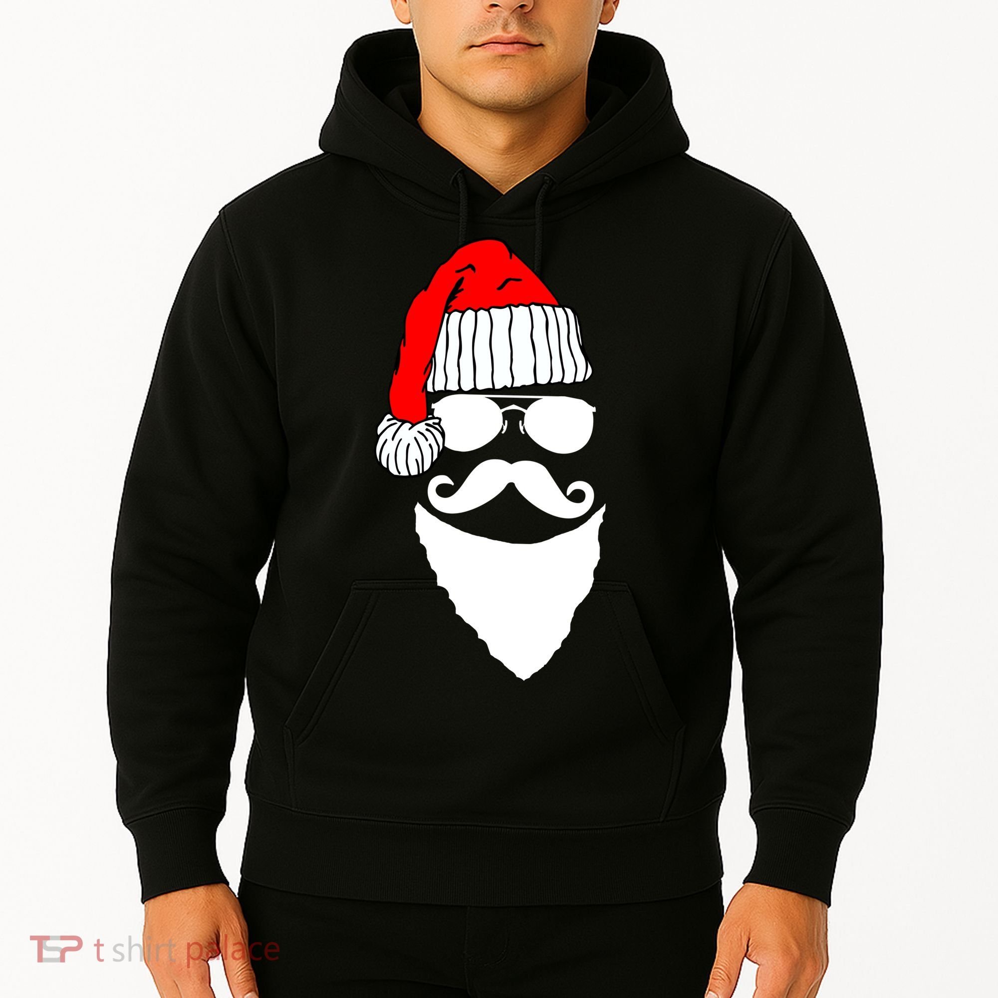 Santa Clause Mustache Face Hoodie