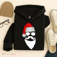 Santa Clause Mustache Face Hoodie thumb 4
