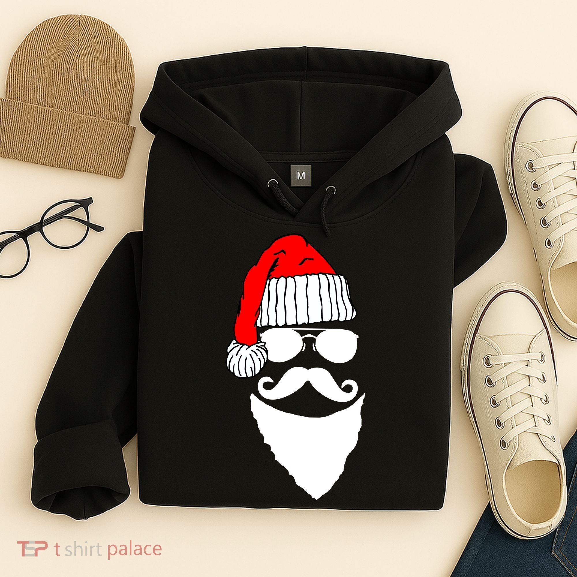 Santa Clause Mustache Face Hoodie