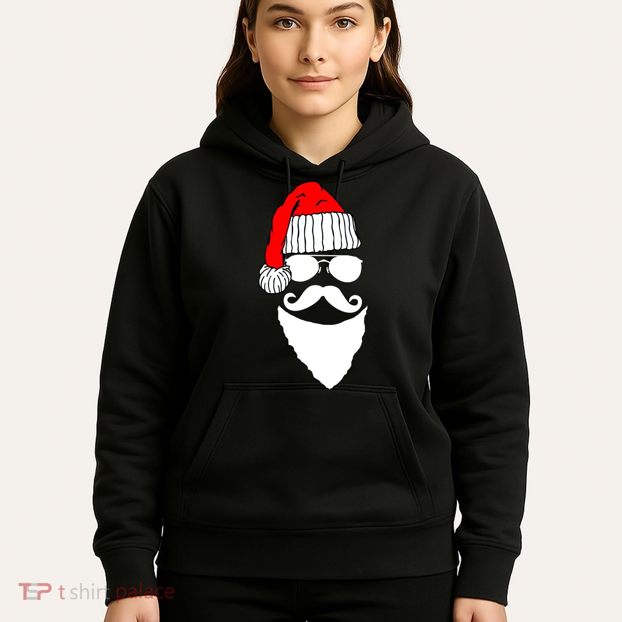 Santa Clause Mustache Face Hoodie