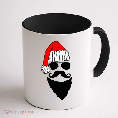 Santa Clause Mustache Face Coffee Mug back