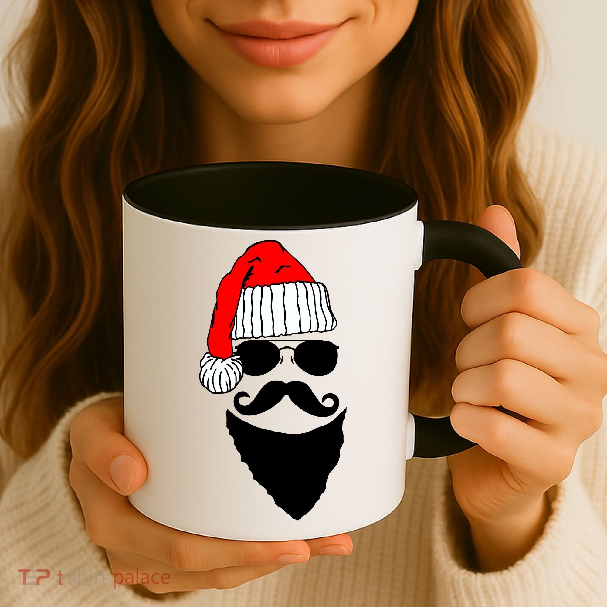 Santa Clause Mustache Face Coffee Mug