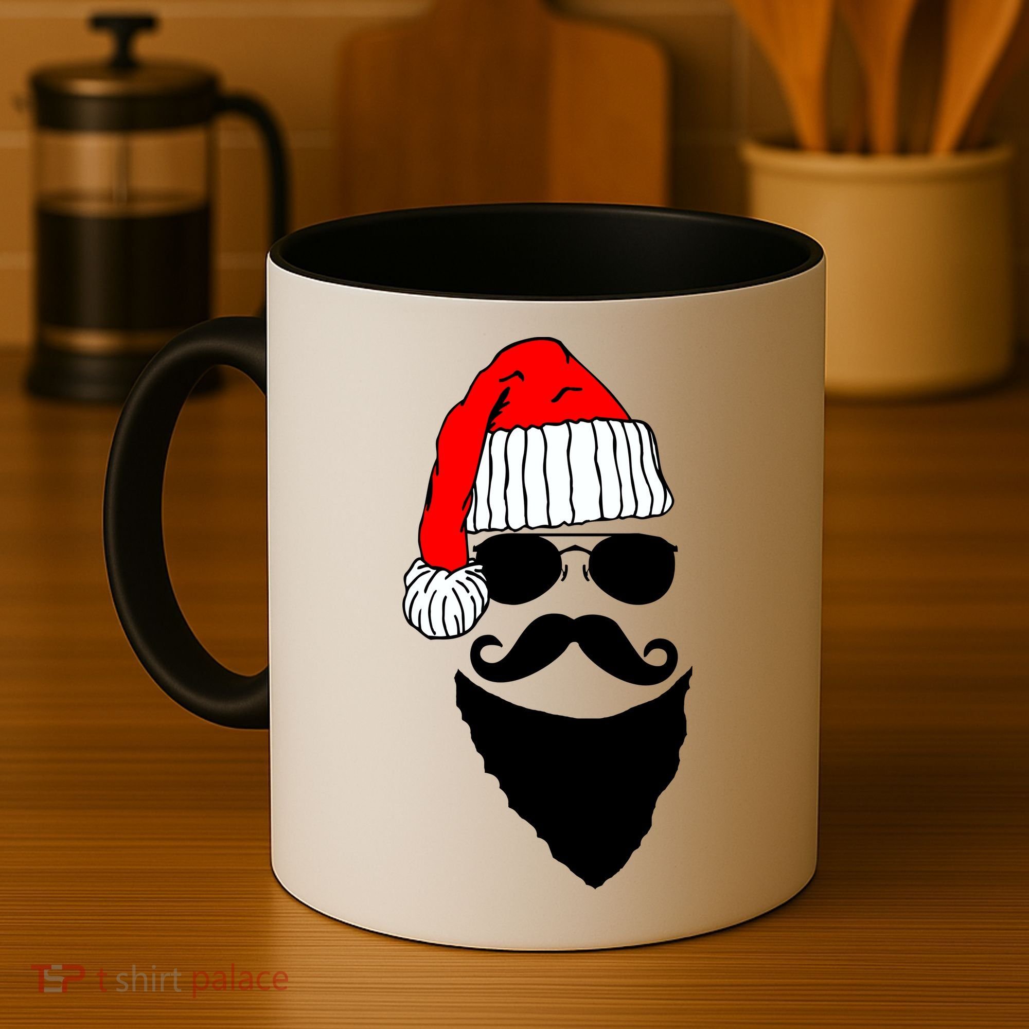 Santa Clause Mustache Face Coffee Mug