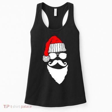 Santa Clause Mustache Face Women's Tank Top