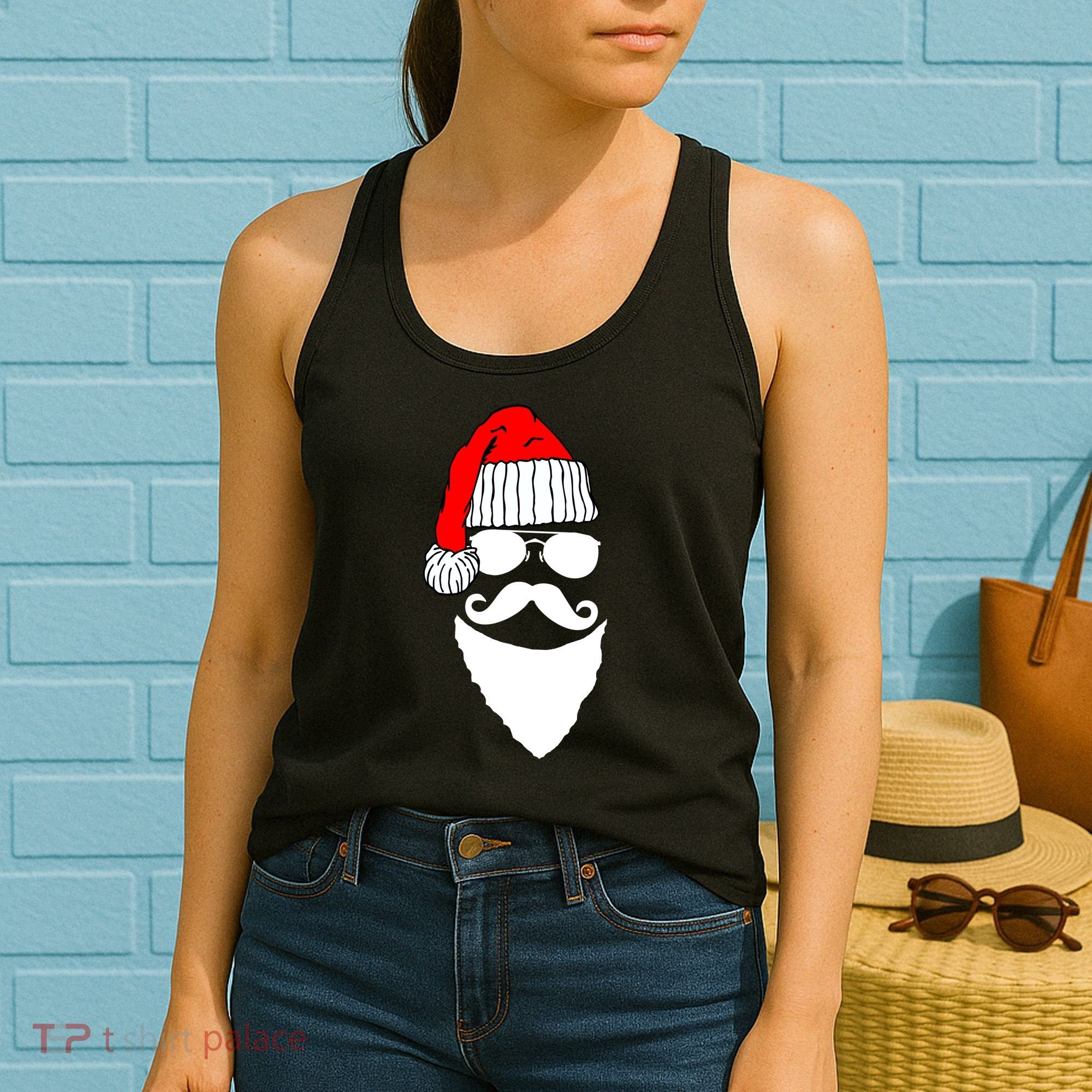 Santa Clause Mustache Face Women's Tank Top