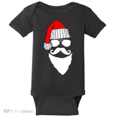 Santa Clause Mustache Face Baby Bodysuit