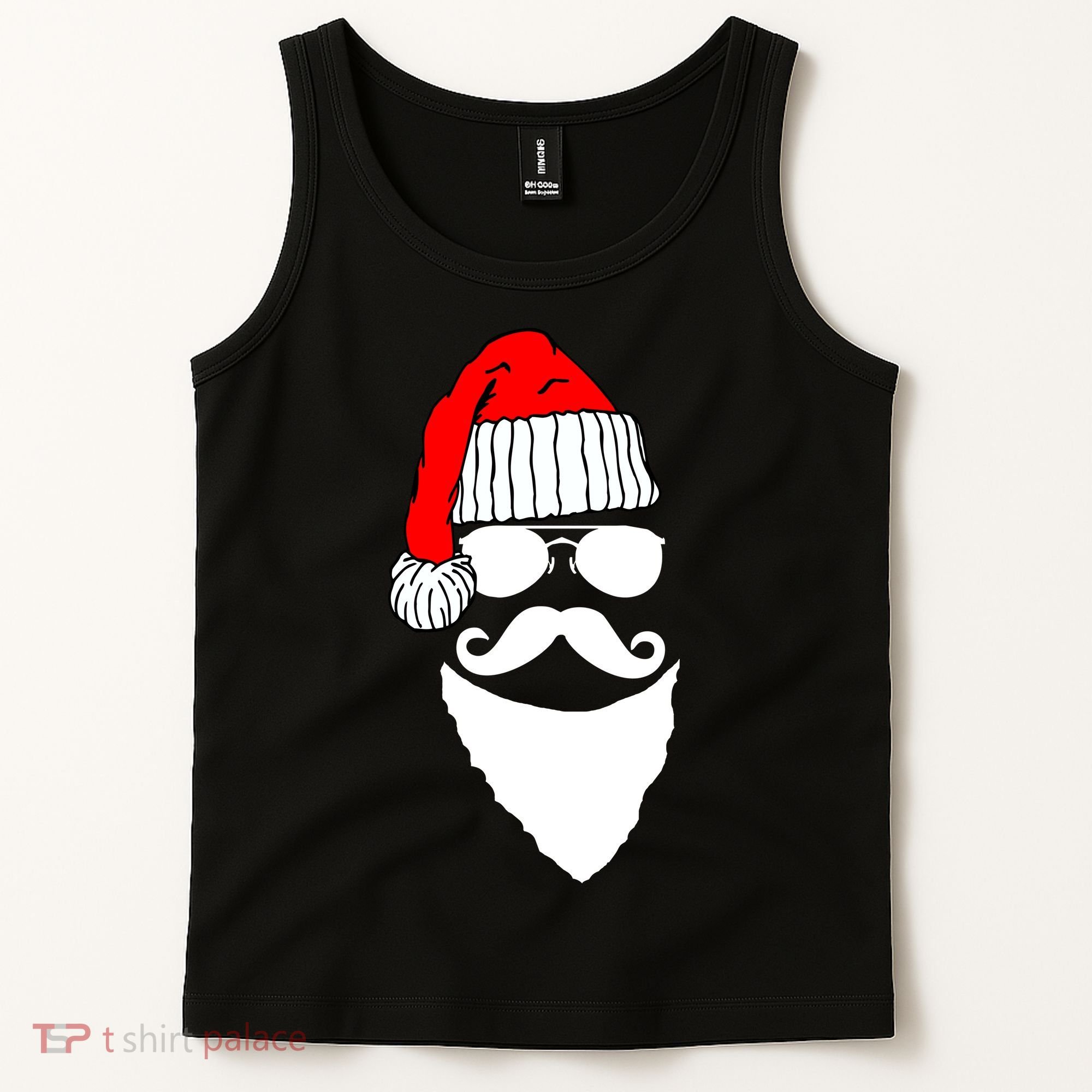 Santa Clause Mustache Face Tank Top